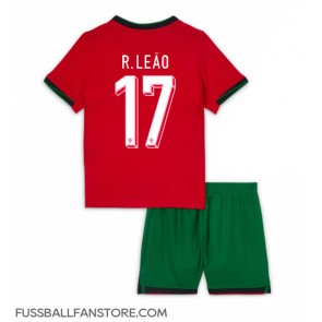 Portugal Rafael Leao #17 Replik Heimtrikot Kinder EM 2024 Kurzarm (+ Kurze Hosen)